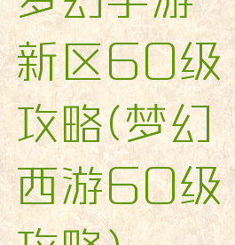 梦幻手游新区60级攻略(梦幻西游60级攻略)
