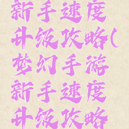 梦幻手游新手速度升级攻略(梦幻手游新手速度升级攻略视频)