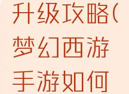 梦幻手游新手速度升级攻略(梦幻西游手游如何快速升级攻略)