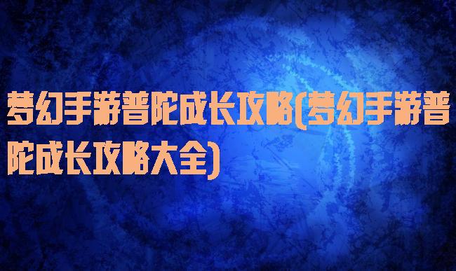 梦幻手游普陀成长攻略(梦幻手游普陀成长攻略大全)
