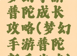 梦幻手游普陀成长攻略(梦幻手游普陀新手攻略)