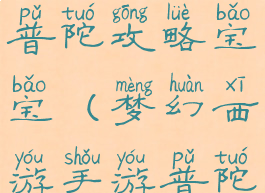 梦幻手游普陀攻略宝宝(梦幻西游手游普陀山宝宝)