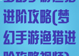 梦幻手游渔猎进阶攻略(梦幻手游渔猎进阶攻略视频)
