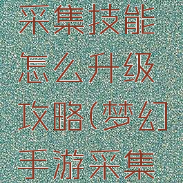 梦幻手游采集技能怎么升级攻略(梦幻手游采集进阶)