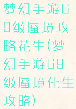 梦幻手游69级蜃境攻略花生(梦幻手游69级蜃境化生攻略)