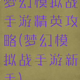 梦幻模拟战手游精英攻略(梦幻模拟战手游新手)