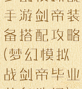 梦幻模拟战手游剑帝装备搭配攻略(梦幻模拟战剑帝毕业装备选择)