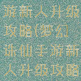 梦幻诛仙手游新人升级攻略(梦幻诛仙手游新人升级攻略视频)