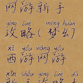 梦幻西游网游新手攻略(梦幻西游网游新手攻略大全)