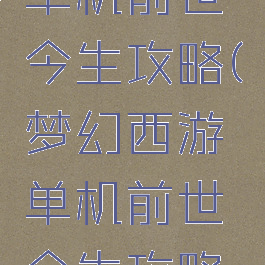 梦幻西游单机前世今生攻略(梦幻西游单机前世今生攻略视频)