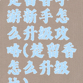 楚留香手游新手怎么升级攻略(楚留香怎么升级快)