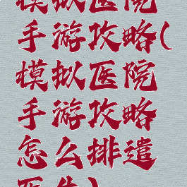 模拟医院手游攻略(模拟医院手游攻略怎么排遣医生)