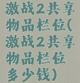 激战2共享物品栏位(激战2共享物品栏位多少钱)