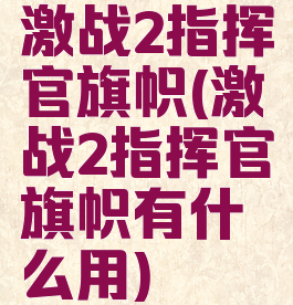 激战2指挥官旗帜(激战2指挥官旗帜有什么用)