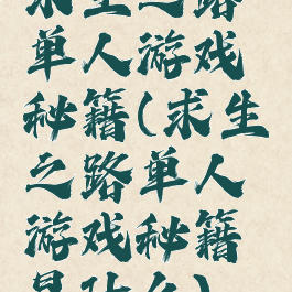 求生之路单人游戏秘籍(求生之路单人游戏秘籍是什么)