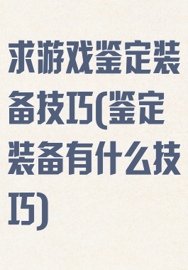 求游戏鉴定装备技巧(鉴定装备有什么技巧)