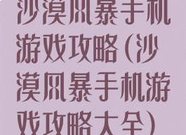 沙漠风暴手机游戏攻略(沙漠风暴手机游戏攻略大全)