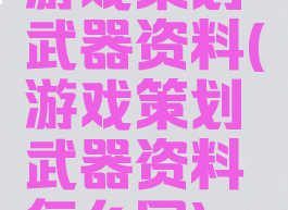 游戏策划武器资料(游戏策划武器资料怎么写)