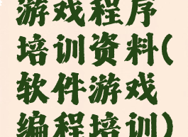 游戏程序培训资料(软件游戏编程培训)