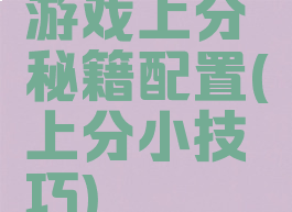 游戏上分秘籍配置(上分小技巧)