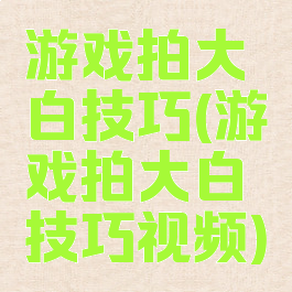 游戏拍大白技巧(游戏拍大白技巧视频)