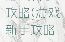 游戏新手攻略(游戏新手攻略大全)