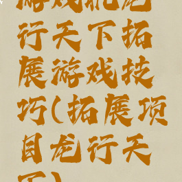 游戏机龙行天下拓展游戏技巧(拓展项目龙行天下)