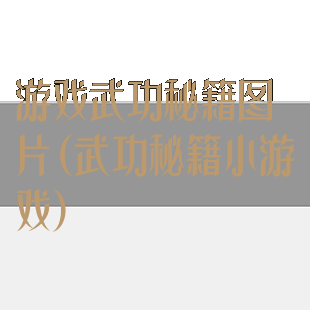 游戏武功秘籍图片(武功秘籍小游戏)