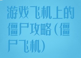 游戏飞机上的僵尸攻略(僵尸飞机)