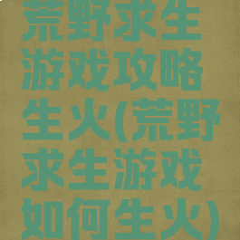 荒野求生游戏攻略生火(荒野求生游戏如何生火)