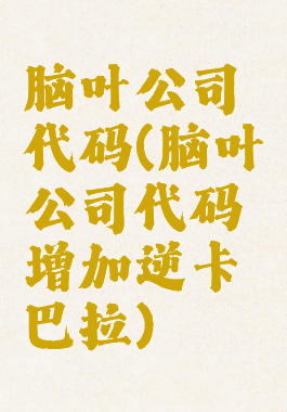 脑叶公司代码(脑叶公司代码增加逆卡巴拉)
