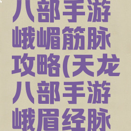 腾讯天龙八部手游峨嵋筋脉攻略(天龙八部手游峨眉经脉英雄)