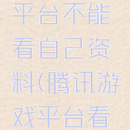 腾讯游戏平台不能看自己资料(腾讯游戏平台看不了战绩)