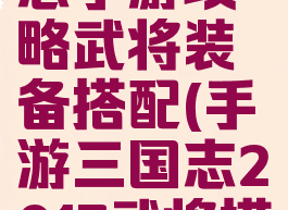 英雄三国志手游攻略武将装备搭配(手游三国志2017武将搭配)