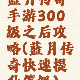 蓝月传奇手游300级之后攻略(蓝月传奇快速提升等级)