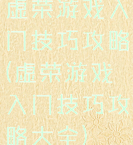 虚荣游戏入门技巧攻略(虚荣游戏入门技巧攻略大全)