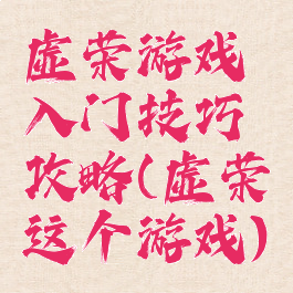 虚荣游戏入门技巧攻略(虚荣这个游戏)