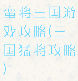 蛮将三国游戏攻略(三国猛将攻略)