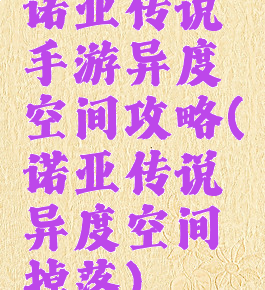 诺亚传说手游异度空间攻略(诺亚传说异度空间掉落)