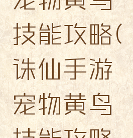 诛仙手游宠物黄鸟技能攻略(诛仙手游宠物黄鸟技能攻略视频)