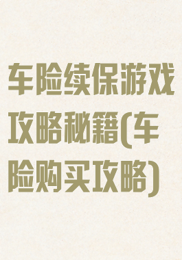 车险续保游戏攻略秘籍(车险购买攻略)