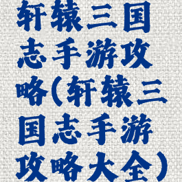 轩辕三国志手游攻略(轩辕三国志手游攻略大全)