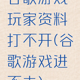 谷歌游戏玩家资料打不开(谷歌游戏进不去)