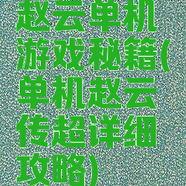 赵云单机游戏秘籍(单机赵云传超详细攻略)