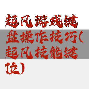 起凡游戏键盘操作技巧(起凡技能键位)