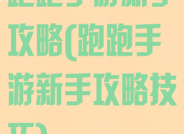 跑跑手游新手攻略(跑跑手游新手攻略技巧)