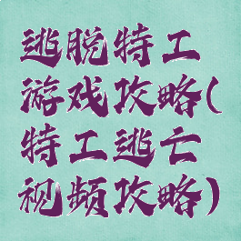 逃脱特工游戏攻略(特工逃亡视频攻略)
