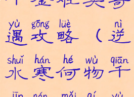 逆水寒何物千金难买奇遇攻略(逆水寒何物千金难买奇遇攻略视频)