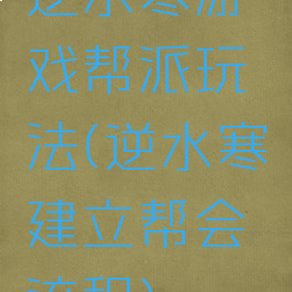 逆水寒游戏帮派玩法(逆水寒建立帮会流程)
