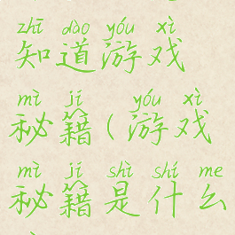 那些人怎么知道游戏秘籍(游戏秘籍是什么意思)